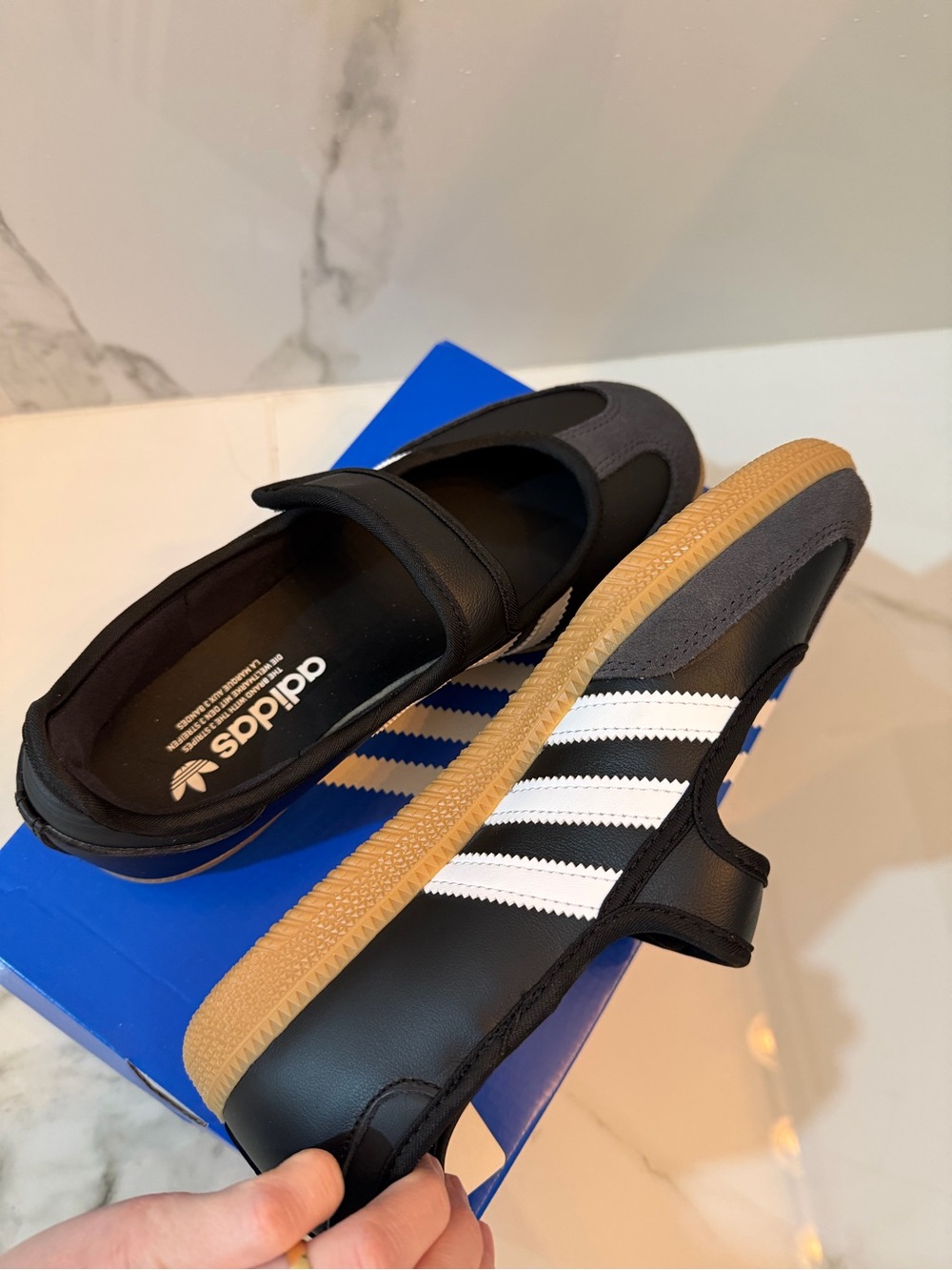adidas Samba Mary Jane Sneakers in Black, White, Gum - Picture 6 of 6